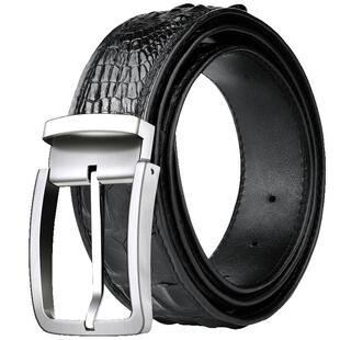 卡帝乐鳄鱼皮带男真皮不锈钢针扣鳄鱼皮男裤腰带礼盒高档名牌正品