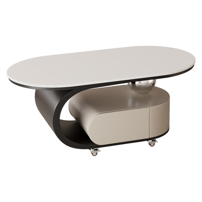 轻奢奶油风椭圆形可移动推车茶几