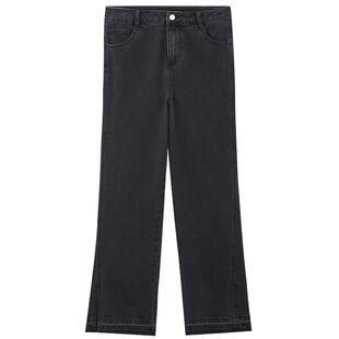 MindBridge女士直筒休闲牛仔裤韩版2026春高腰显瘦黑色喇叭裤长裤