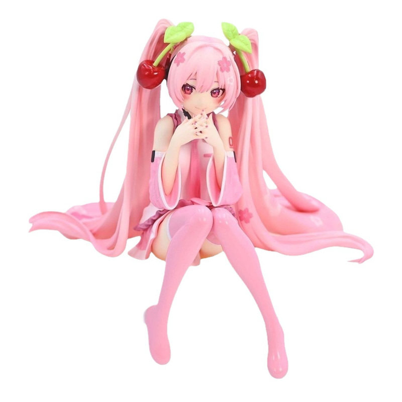 初音未来手办坐姿樱花模型摆件