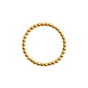 觉人原创百搭K金珠素圈豆豆戒指18K黄金珠女弹力戒圈礼物[淡月]G