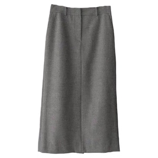 秒发!OUNCE高腰直筒半身裙26春季新款韩国宽松休闲纯色中长裙女