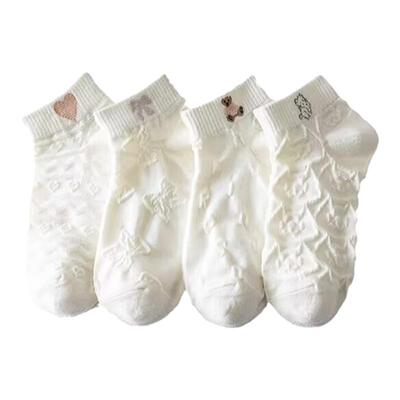 白色镂空纯棉短袜夏天薄款可爱