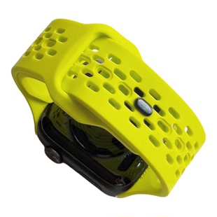 拼色透气洞洞运动S11硅胶iwatch表带S10适用苹果SE手表秋冬新款S9