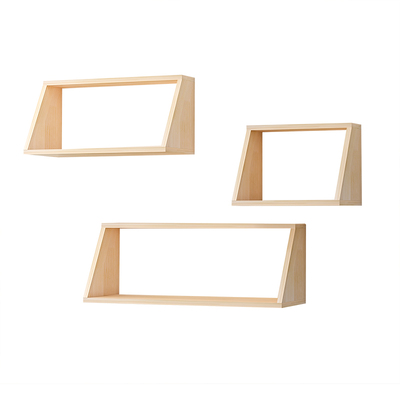 原木简约壁挂式格子书柜置物架