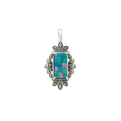 agete/阿卡朵 马赛克蛋白石925银吊坠