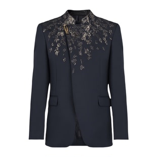 张杰同款重工刺绣设计西装外套男士秋季新款中式立领夹克中山装潮