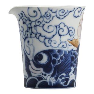 龙鱼纳福公道杯｜国风复古茶海匀杯分茶器青花釉下彩中式功夫茶具