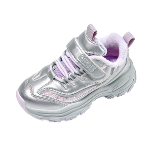 芭比童鞋女童运动鞋2025新款冬季软底加绒保暖休闲鞋子儿童二棉鞋