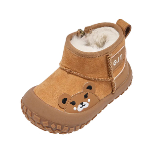 男宝宝棉鞋冬季保暖女小童鞋子加绒软底防滑加厚婴儿冬鞋雪地靴子