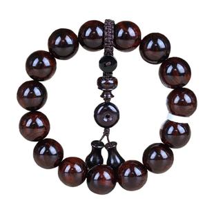 正宗海南黄花梨海黄油梨老料佛珠手串高级15mm满鬼脸对眼男士文玩