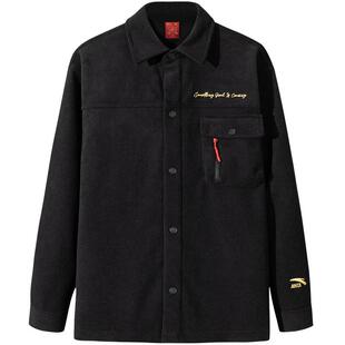 安踏好事发生新年款灯芯绒衬衫男春夏加绒夹克外套马年本命年红色