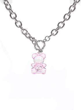 psycho7果冻透明小熊女夸张项链