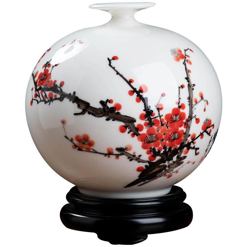 非遗纯手绘梅花花瓶摆件