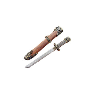 龙泉手工微兵器大马钢金属酸枝木迷你兵器摆件把玩玩具摆件未开刃