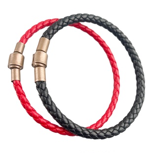 4mm5mm皮绳手链适用于周生家转运珠XL粗手绳男女红绳手链串珠黑绳