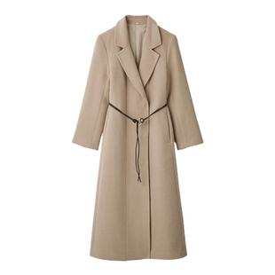 SNIDEL秋冬款简约翻领中长款羊毛大衣毛呢外套SWFC245047