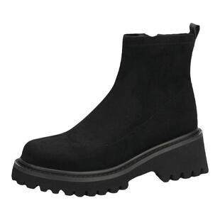 星期六绒面弹力靴冬季新款短筒瘦瘦靴厚底短靴子女MD34116D05