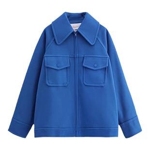 SLY 中性风大翻领插肩袖纯色拉链街头夹克外套女038GAL30-3560