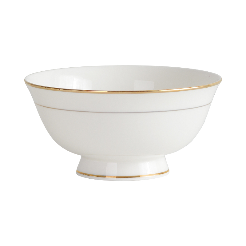 金边碗单个高脚碗5英寸家用二大碗6英寸骨瓷碗欧式碗陶瓷小汤碗
