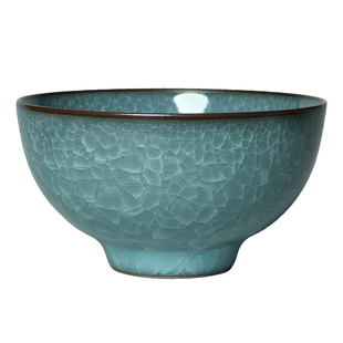 龙泉青瓷大师龚炳明哥窑铁胎高端冰裂纹全手工主人杯功夫茶品茗杯