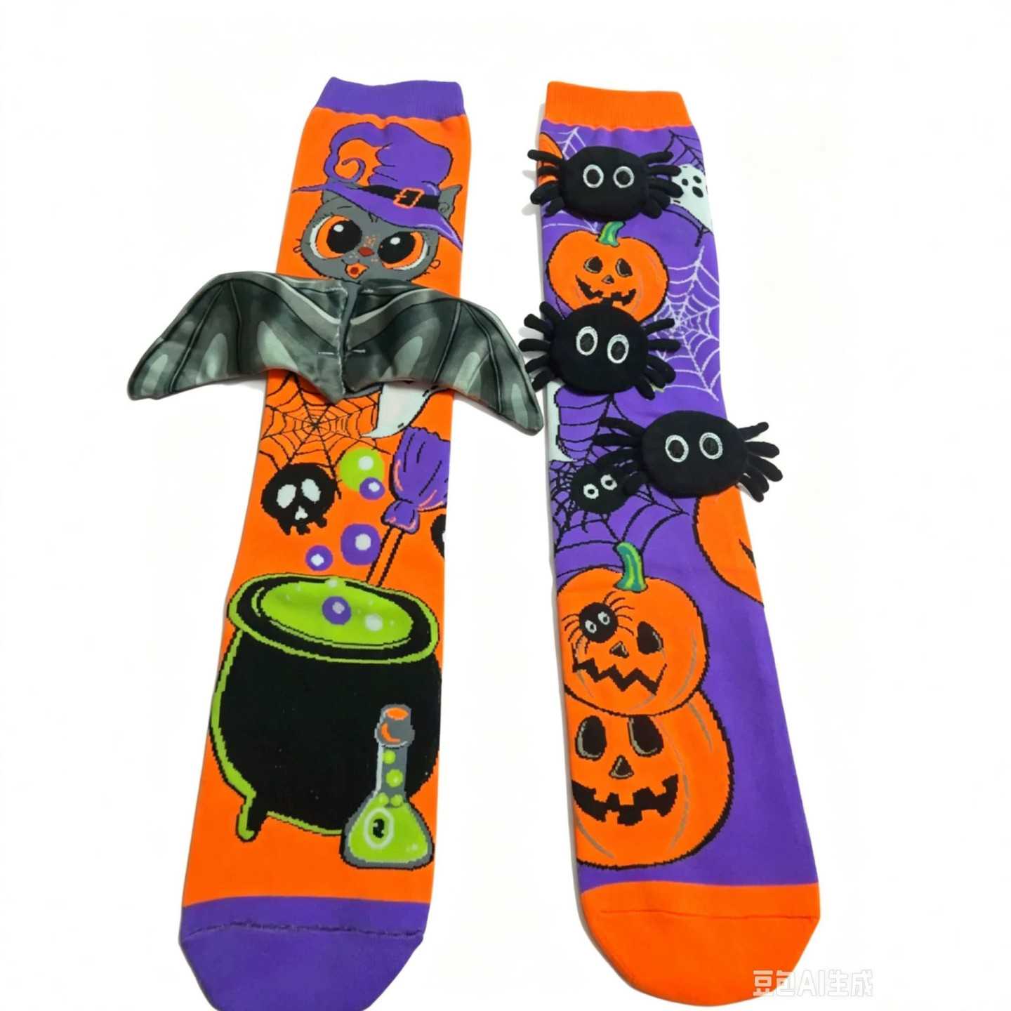 万圣节cos儿童蝙蝠骷髅袜子卡通小腿袜南瓜袜Cartoonsockskids