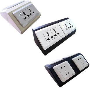 三角形pp插座五孔底盒实验台室专用黑白色斜式六孔岛式塔式电源盒