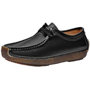 Walker Shop真皮软底豆豆鞋妈妈鞋女新款一脚蹬女鞋防滑舒适单鞋