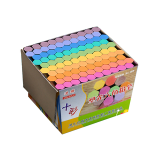 彩色粉笔无尘无毒儿童黑板报教师专用多色家用教学白色无成六角鲜艳显色水溶性普通大号粗粉笔擦套夹粉笔蛋糕