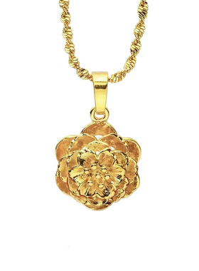 沙金项链仿999真金24k太阳花吊坠