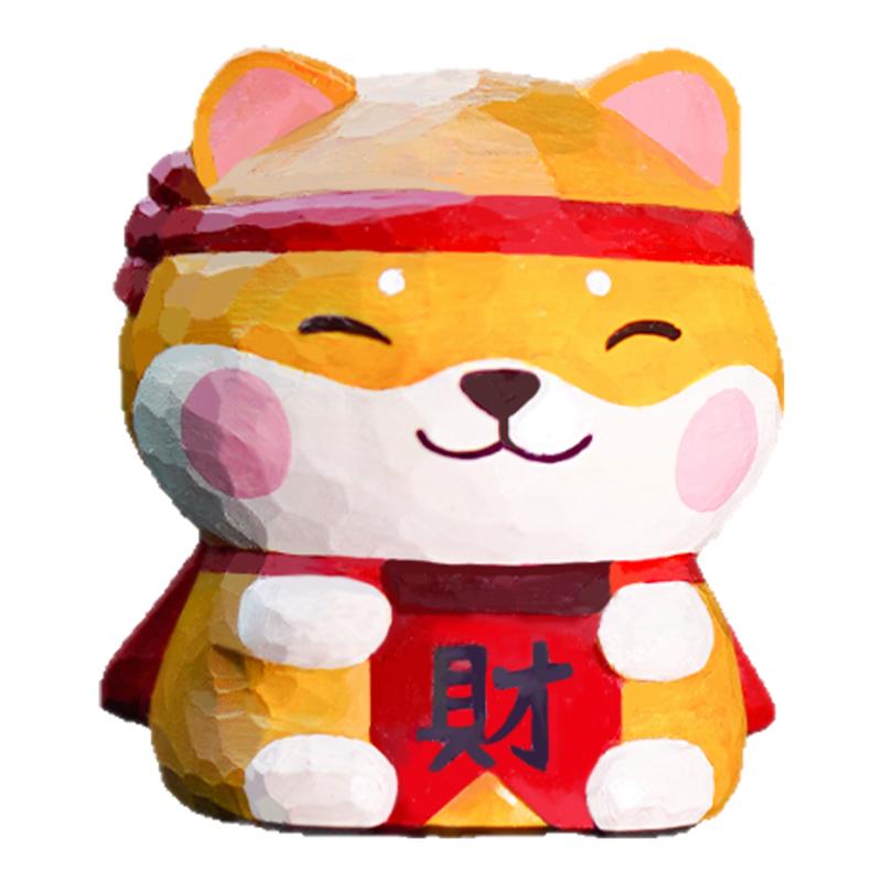艾集十二生肖木雕摆件吉祥物礼物