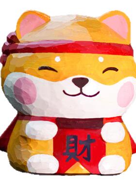 艾集十二生肖木雕摆件吉祥物礼物