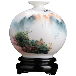 东方泥土 陈建瑞大师作品《墨韵》陶瓷手绘花瓶摆件客厅装饰品