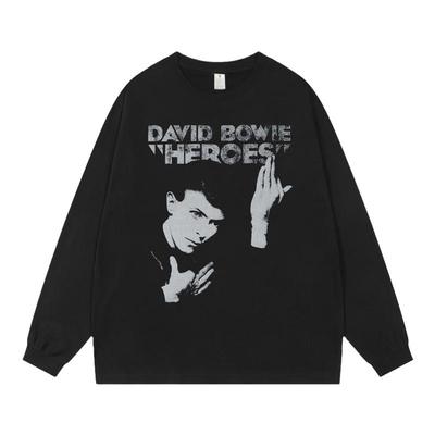 DavidBowie摇滚风精梳棉长袖T恤