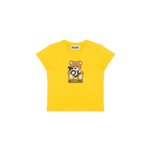 【新年特享5折起】Moschino/莫斯奇诺  日光黄婴童泰迪熊印花T恤