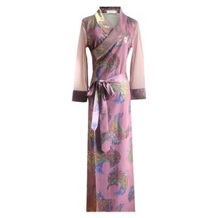 纤沫西式藏装女拉萨服夏季真丝拼色博拉西藏服藏袍安多民族风藏衣