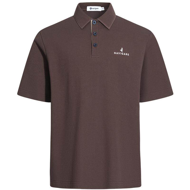 [防蚊虫]Navigare意大利小帆船棕色短袖POLO衫男2026夏季翻领T恤