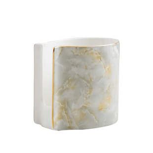 轻奢描金骨瓷勺子笼勺架家用餐桌调羹收纳盒陶瓷叉勺筒筷子筒摆件