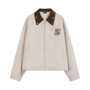 BIPOLAR六芒星纽扣刺绣拼接外套美式复古简约休闲上衣Cleanfit男