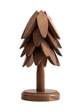 创意木质圣诞树装饰摆件家居桌面餐桌垫原木装饰品实木防烫隔热垫