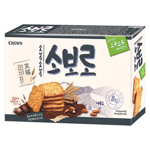 韩国进口零食 克丽安crown笑福香酥扁桃仁代餐休闲下午茶薄脆饼干