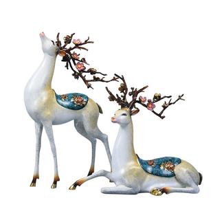 全铜梅花鹿铜鹿摆件一对福鹿中式电视柜玄关酒柜装饰乔迁礼物礼品