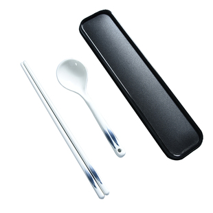 创意便携筷子勺子套装陶瓷餐具三件套学生上班族收纳盒可爱好看