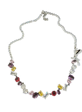 糖果彩色撞色锁骨项链温柔甜美