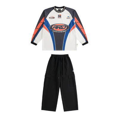 ROCKYROAD童装hiphop街舞潮服美式撞色拼接长袖少儿舞蹈表演服