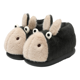 卡通驴包跟棉拖鞋男款2025新款居家厚底防滑保暖毛绒儿童棉鞋外穿
