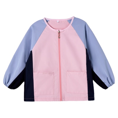 儿童罩衣简约长袖拉链撞色百搭