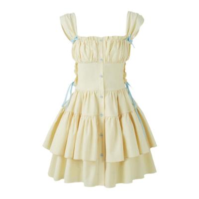 银河万岁黄色连衣裙方领