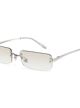 个性风无边框墨镜女高级感大牌复古无框方形浅色太阳眼镜防紫外线