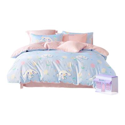 水星儿童A类100纯棉床品三/四件套床单被套女童卡通玉桂狗全棉